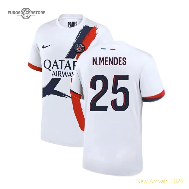 2024-2025 PSG Away Shirt (N.Mendes 25)-Vantage Point Soccer